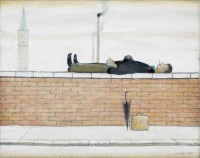 L.S. Lowry - Man Lying on a Wall